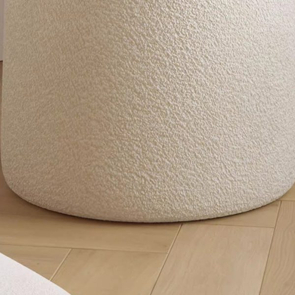 Contemporary Nordic Cream Bow Cylinder Lambswool Solid Wood Vanity Stool Backrest Armless For Bedroom - Image 5
