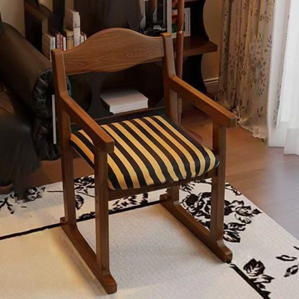 Traditional French Square Upholstered Fabric Rubber Wood Solid Wood Multilayer Board Dining Chair Backrest Armrest For Dining Room - Image 3
