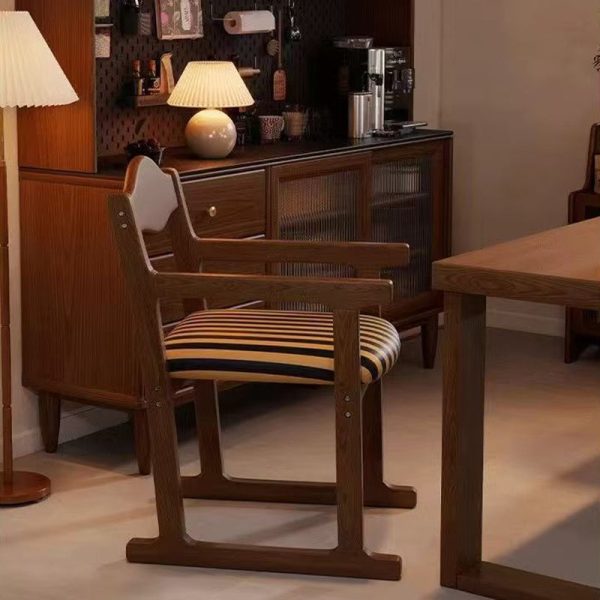 Traditional French Square Upholstered Fabric Rubber Wood Solid Wood Multilayer Board Dining Chair Backrest Armrest For Dining Room - Image 7