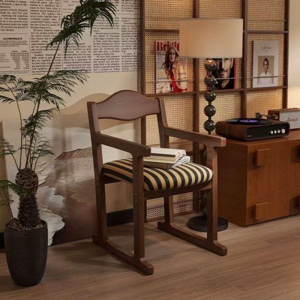 Traditional French Square Upholstered Fabric Rubber Wood Solid Wood Multilayer Board Dining Chair Backrest Armrest For Dining Room - Image 2