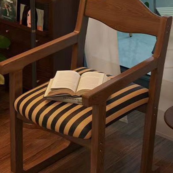 Traditional French Square Upholstered Fabric Rubber Wood Solid Wood Multilayer Board Dining Chair Backrest Armrest For Dining Room - Image 13