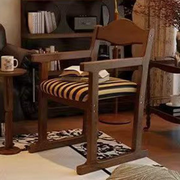 Traditional French Square Upholstered Fabric Rubber Wood Solid Wood Multilayer Board Dining Chair Backrest Armrest For Dining Room - Image 17