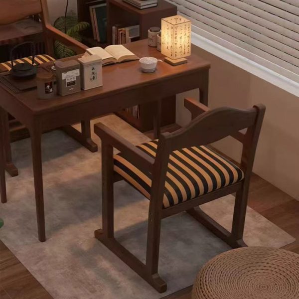 Traditional French Square Upholstered Fabric Rubber Wood Solid Wood Multilayer Board Dining Chair Backrest Armrest For Dining Room - Image 10