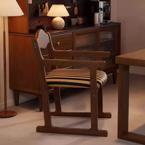 Traditional French Square Upholstered Fabric Rubber Wood Solid Wood Multilayer Board Dining Chair Backrest Armrest For Dining Room - Image 9