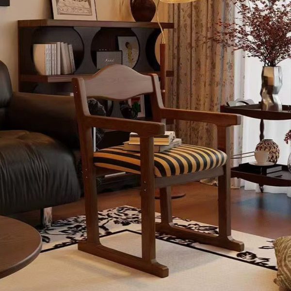 Traditional French Square Upholstered Fabric Rubber Wood Solid Wood Multilayer Board Dining Chair Backrest Armrest For Dining Room - Image 11