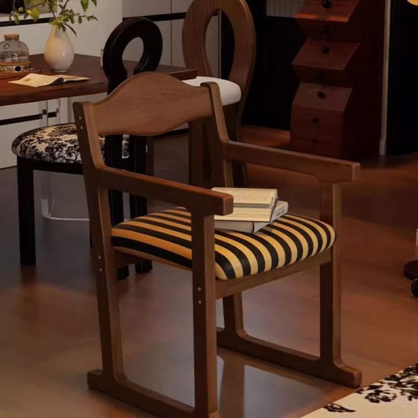 Traditional French Square Upholstered Fabric Rubber Wood Solid Wood Multilayer Board Dining Chair Backrest Armrest For Dining Room - Image 14