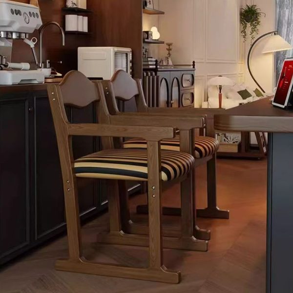 Traditional French Square Upholstered Fabric Rubber Wood Solid Wood Multilayer Board Dining Chair Backrest Armrest For Dining Room - Image 16