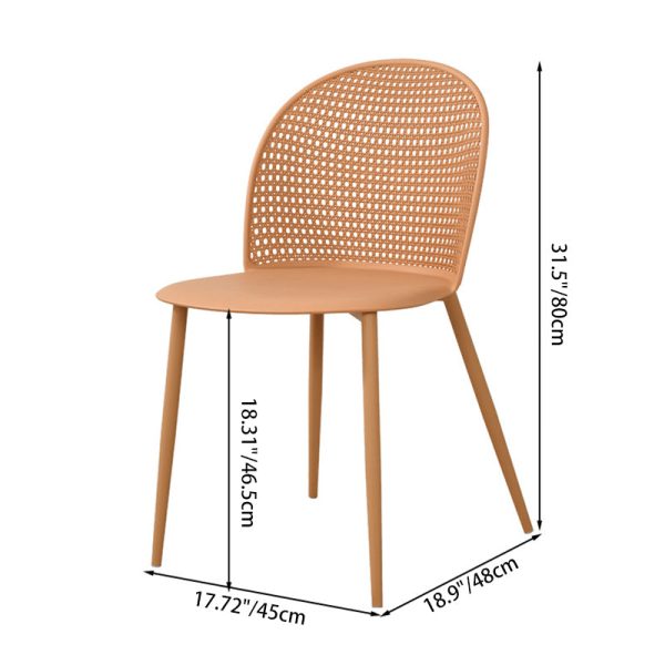 Modern Minimalist Arc PP Weaving Iron Dining Chair Backrest Armless For Dining Room - Image 4