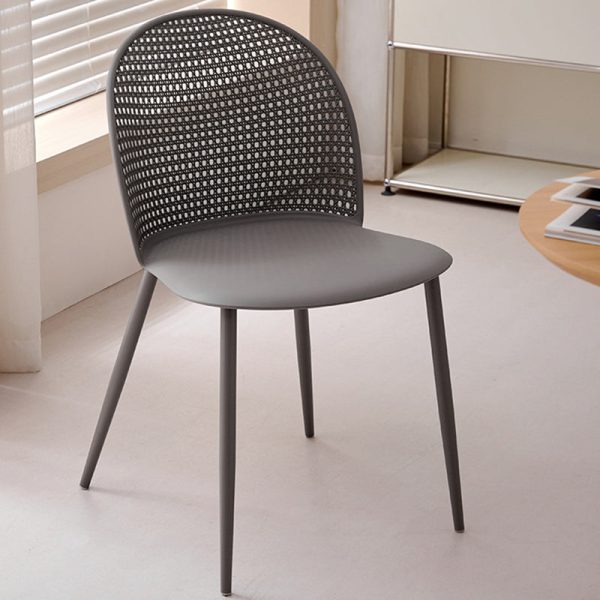 Modern Minimalist Arc PP Weaving Iron Dining Chair Backrest Armless For Dining Room - Image 12