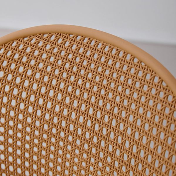 Modern Minimalist Arc PP Weaving Iron Dining Chair Backrest Armless For Dining Room - Image 5