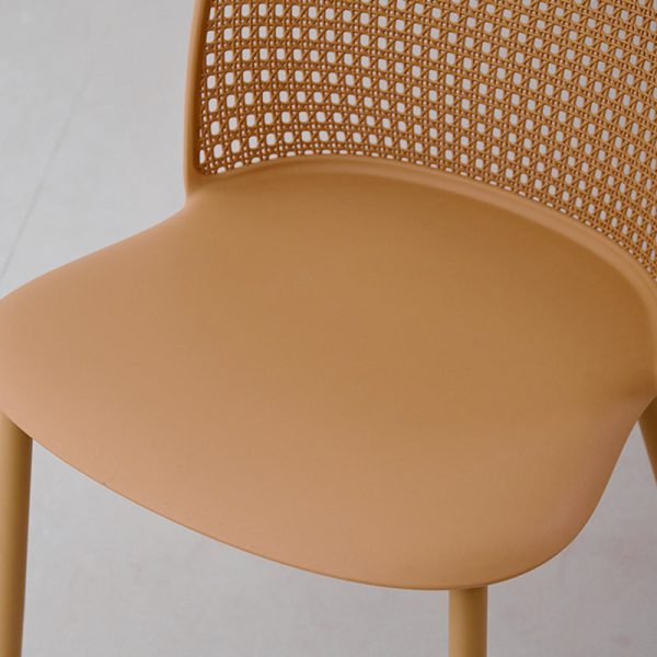 Modern Minimalist Arc PP Weaving Iron Dining Chair Backrest Armless For Dining Room - Image 6