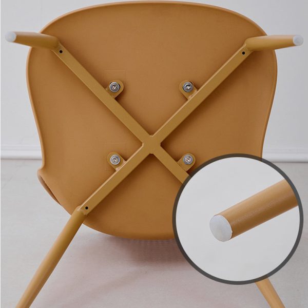 Modern Minimalist Arc PP Weaving Iron Dining Chair Backrest Armless For Dining Room - Image 8