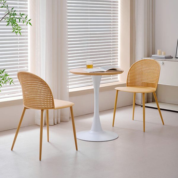 Modern Minimalist Arc PP Weaving Iron Dining Chair Backrest Armless For Dining Room - Image 3