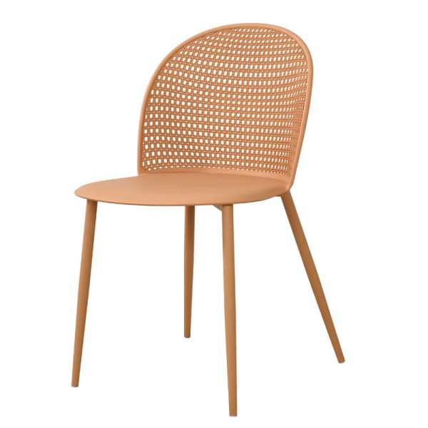 Modern Minimalist Arc PP Weaving Iron Dining Chair Backrest Armless For Dining Room - Image 15