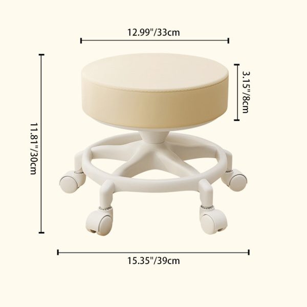 Modern Minimalist Round Swivel Carbon Steel Leather Low Stool Backless Armless For Living Room - Image 4