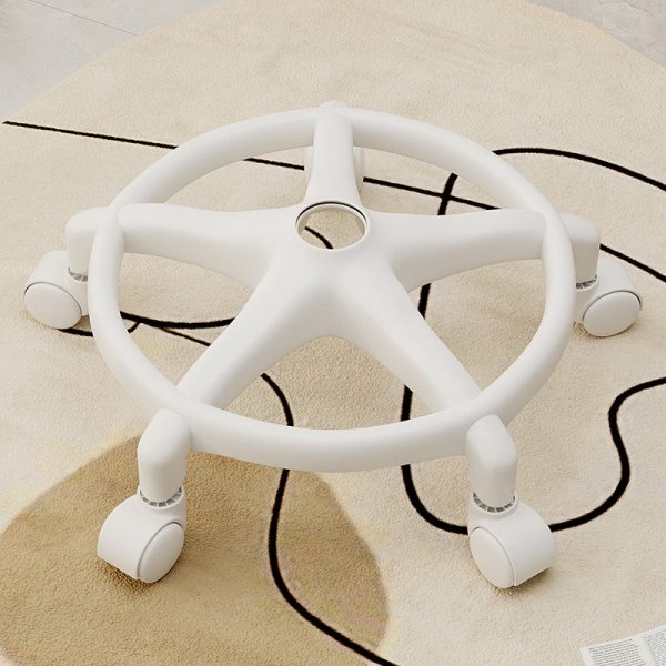 Modern Minimalist Round Swivel Carbon Steel Leather Low Stool Backless Armless For Living Room - Image 5