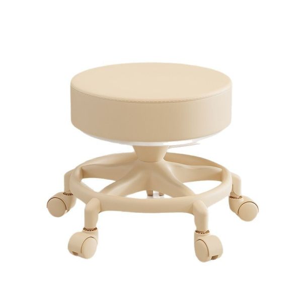 Modern Minimalist Round Swivel Carbon Steel Leather Low Stool Backless Armless For Living Room - Image 15