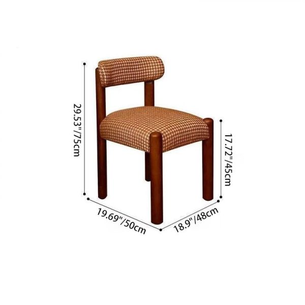 Traditional French Square Upholstered Plaid Cotton Linen Iron Dining Chair Backrest Armless For Dining Room - Image 4