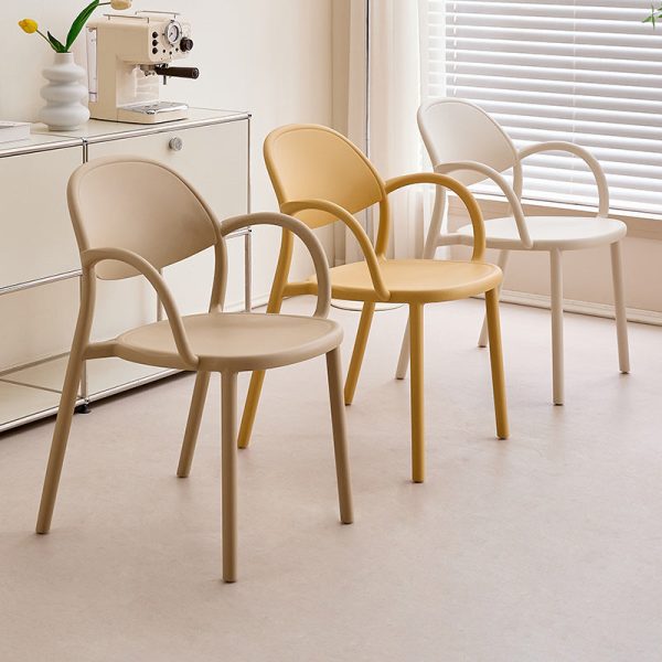 Contemporary Nordic Arc Full PP Dining Chair Backrest Armrest For Dining Room - Image 13