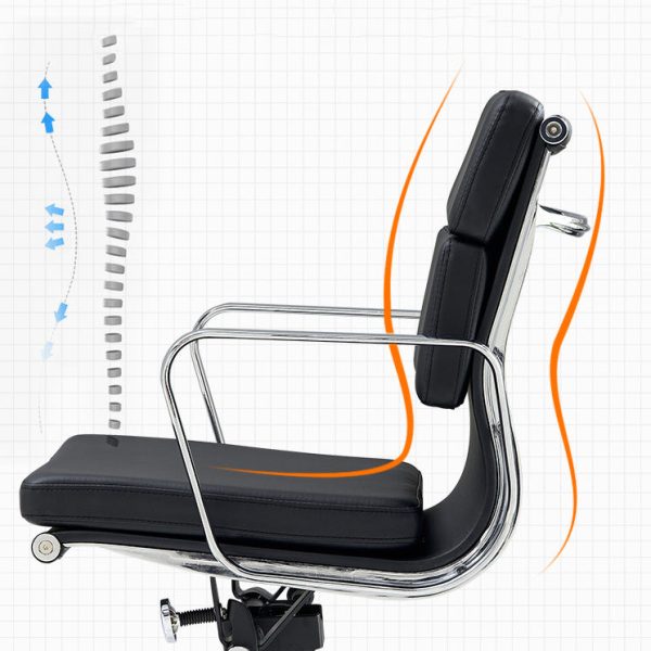 Modern Minimalist Rectangle Leather Aluminum Alloy Swivel Desk Chair Backrest Armrest For Study - Image 14