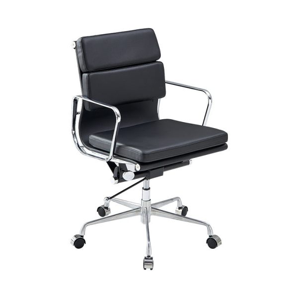 Modern Minimalist Rectangle Leather Aluminum Alloy Swivel Desk Chair Backrest Armrest For Study - Image 25