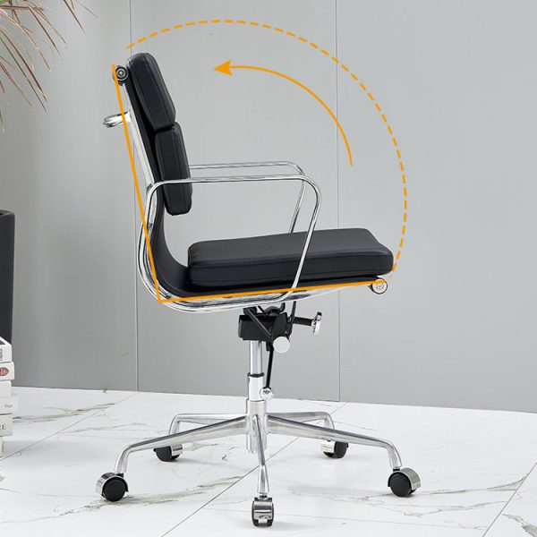 Modern Minimalist Rectangle Leather Aluminum Alloy Swivel Desk Chair Backrest Armrest For Study - Image 12