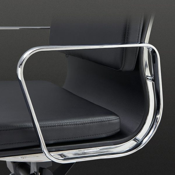 Modern Minimalist Rectangle Leather Aluminum Alloy Swivel Desk Chair Backrest Armrest For Study - Image 7