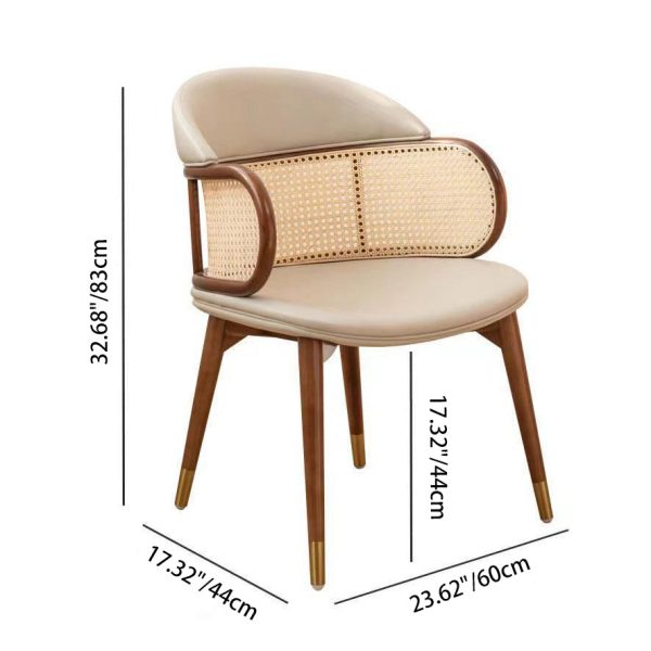 Traditional Japanese Arc Leather Ash Dining Chair Backrest Armrest For Dining Room - Image 4