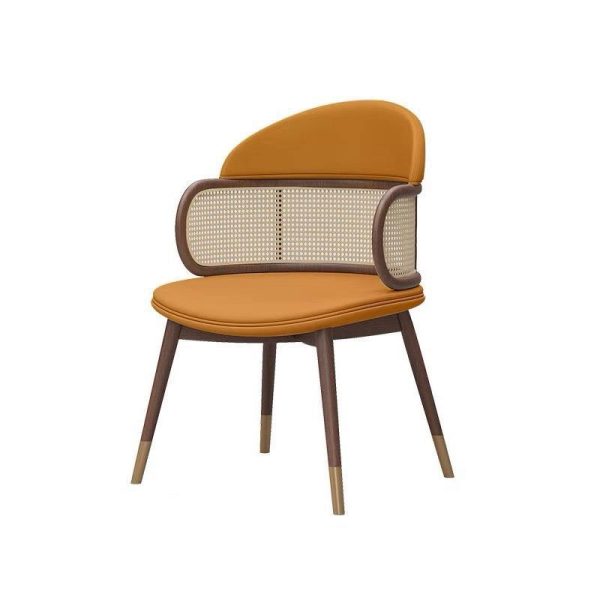 Traditional Japanese Arc Leather Ash Dining Chair Backrest Armrest For Dining Room - Image 16