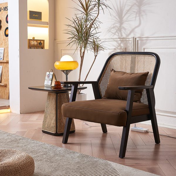Contemporary Scandinavian Square Flannelette Solid Wood Rattan Ash Sponge Sofa Backrest Armrest For Living Room - Image 15