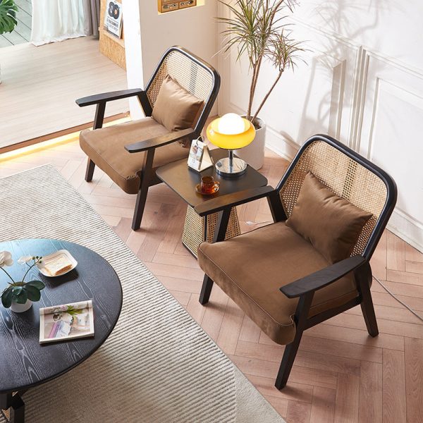 Contemporary Scandinavian Square Flannelette Solid Wood Rattan Ash Sponge Sofa Backrest Armrest For Living Room - Image 18