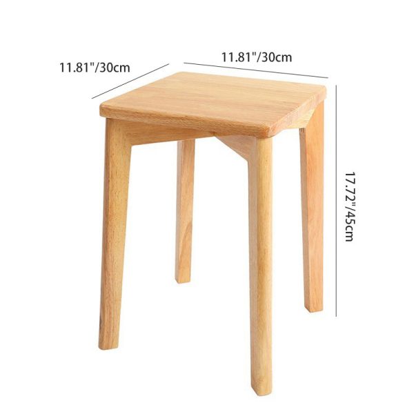 Modern Minimalist Square Solid Wood Low Stool Backless Armless For Dining Room - Image 4