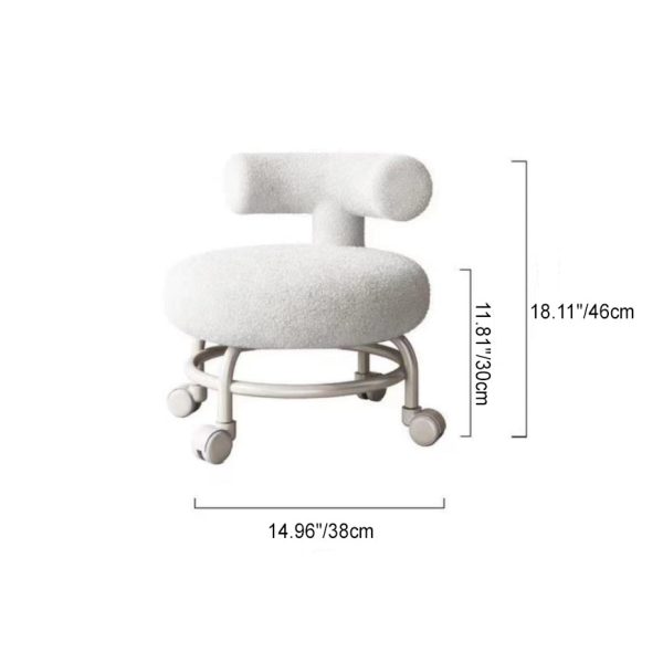 Modern Minimalist Round Upholstered Lambswool Steel Frame Low Stool Curved Backrest For Living Room - Image 4