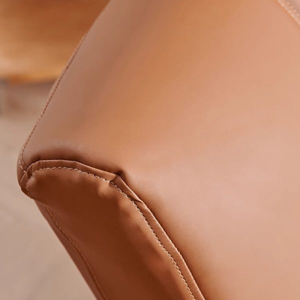 Contemporary Retro Rectangular Lattice Leather Wood Bracket Accent Chair Backrest Arm For Living Room - Image 8