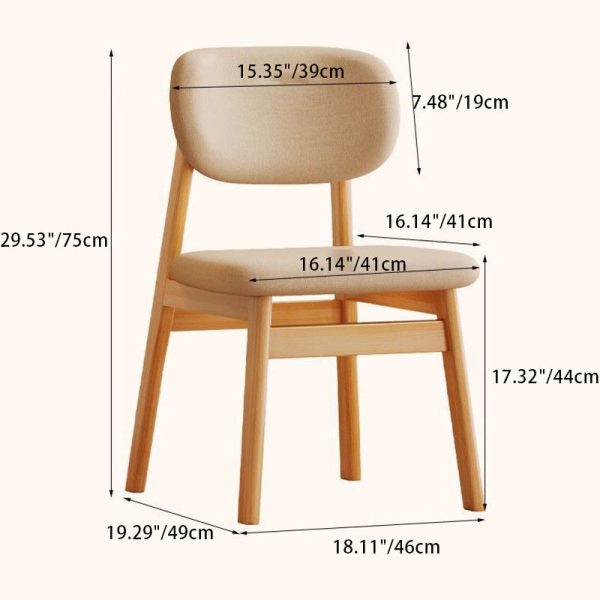 Modern Minimalist Square Upholstered Cotton Linen Solid Wood Dining Chair Curved Backrest For Dining Room - Image 4
