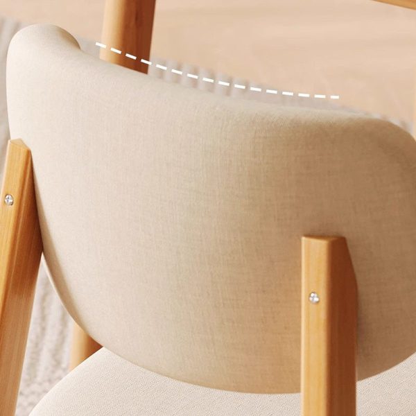 Modern Minimalist Square Upholstered Cotton Linen Solid Wood Dining Chair Curved Backrest For Dining Room - Image 6