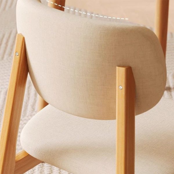 Modern Minimalist Square Upholstered Cotton Linen Solid Wood Dining Chair Curved Backrest For Dining Room - Image 8