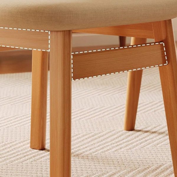 Modern Minimalist Square Upholstered Cotton Linen Solid Wood Dining Chair Curved Backrest For Dining Room - Image 9