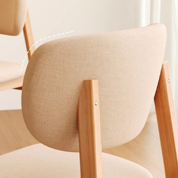 Modern Minimalist Square Upholstered Cotton Linen Solid Wood Dining Chair Curved Backrest For Dining Room - Image 10