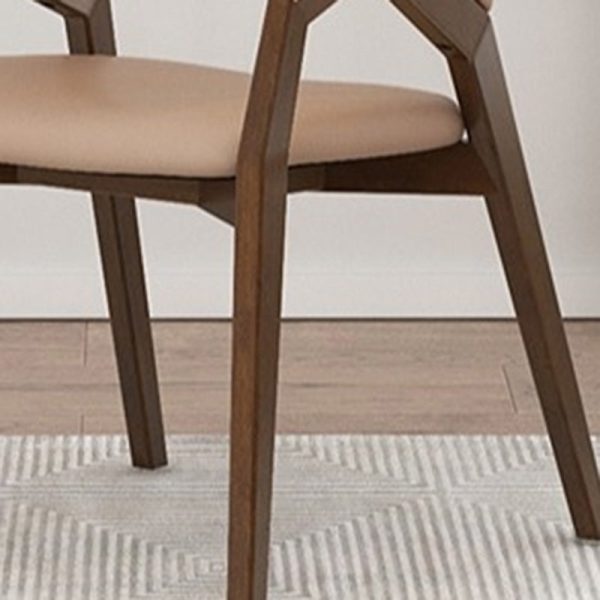 Modern Minimalist Square Leather Solid Wood Dining Chair Curved Backrest For Dining Room - Image 9