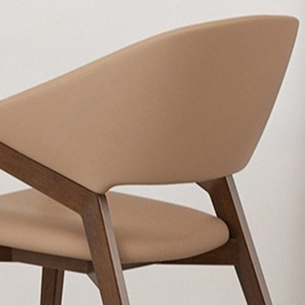 Modern Minimalist Square Leather Solid Wood Dining Chair Curved Backrest For Dining Room - Image 7