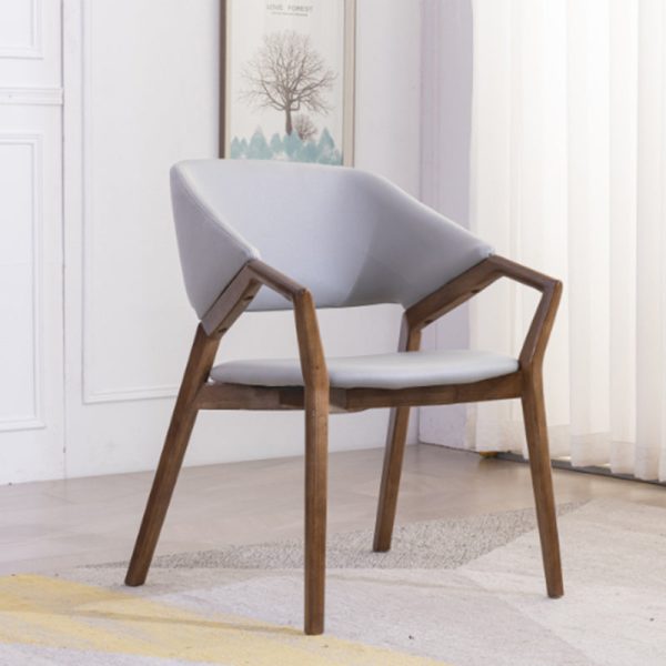 Modern Minimalist Square Leather Solid Wood Dining Chair Curved Backrest For Dining Room - Image 22