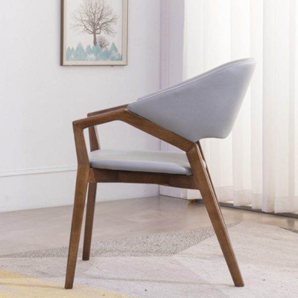 Modern Minimalist Square Leather Solid Wood Dining Chair Curved Backrest For Dining Room - Image 24