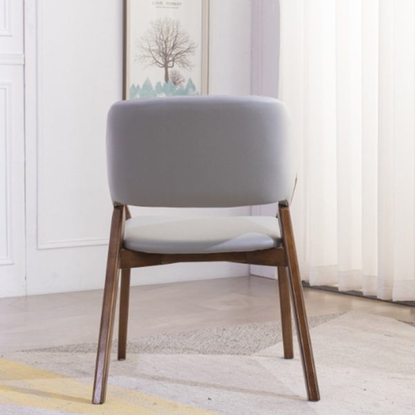 Modern Minimalist Square Leather Solid Wood Dining Chair Curved Backrest For Dining Room - Image 25