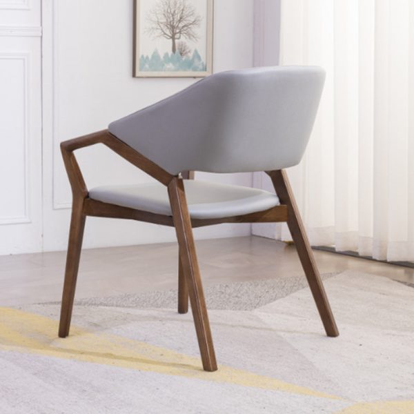 Modern Minimalist Square Leather Solid Wood Dining Chair Curved Backrest For Dining Room - Image 26