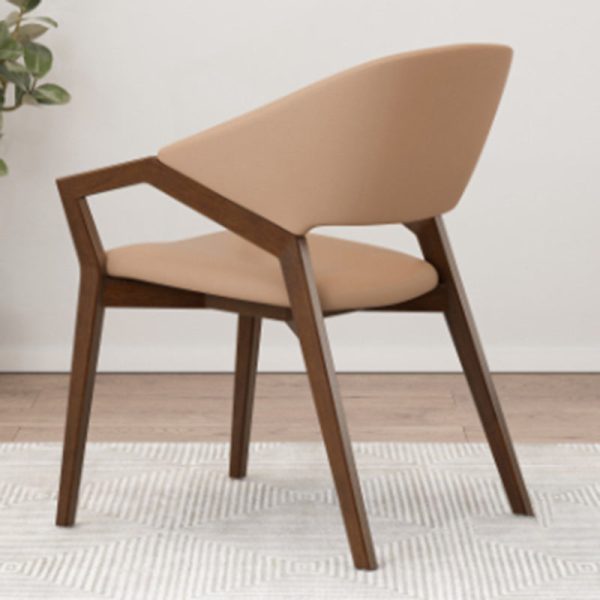 Modern Minimalist Square Leather Solid Wood Dining Chair Curved Backrest For Dining Room - Image 12