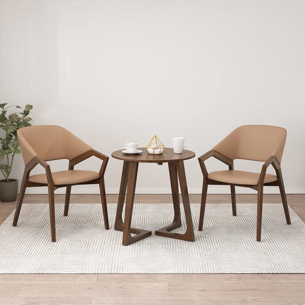 Modern Minimalist Square Leather Solid Wood Dining Chair Curved Backrest For Dining Room - Image 15