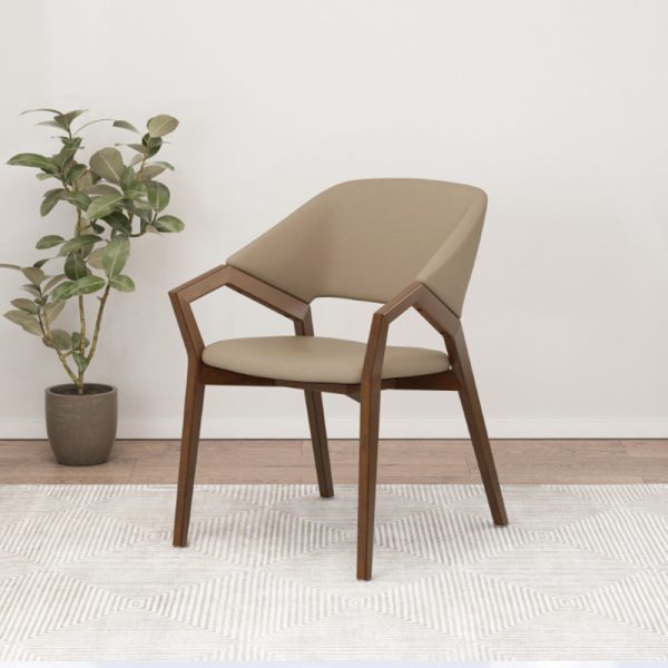 Modern Minimalist Square Leather Solid Wood Dining Chair Curved Backrest For Dining Room - Image 19
