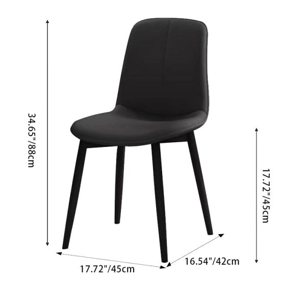 Modern Minimalist Rectangular Upholstered Leather Carbon Steel Dining Chair Backrest For Dining Room - Image 4