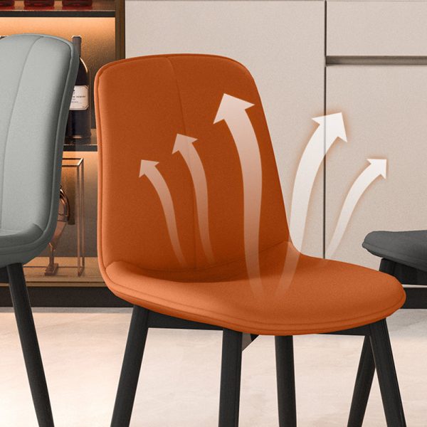 Modern Minimalist Rectangular Upholstered Leather Carbon Steel Dining Chair Backrest For Dining Room - Image 6